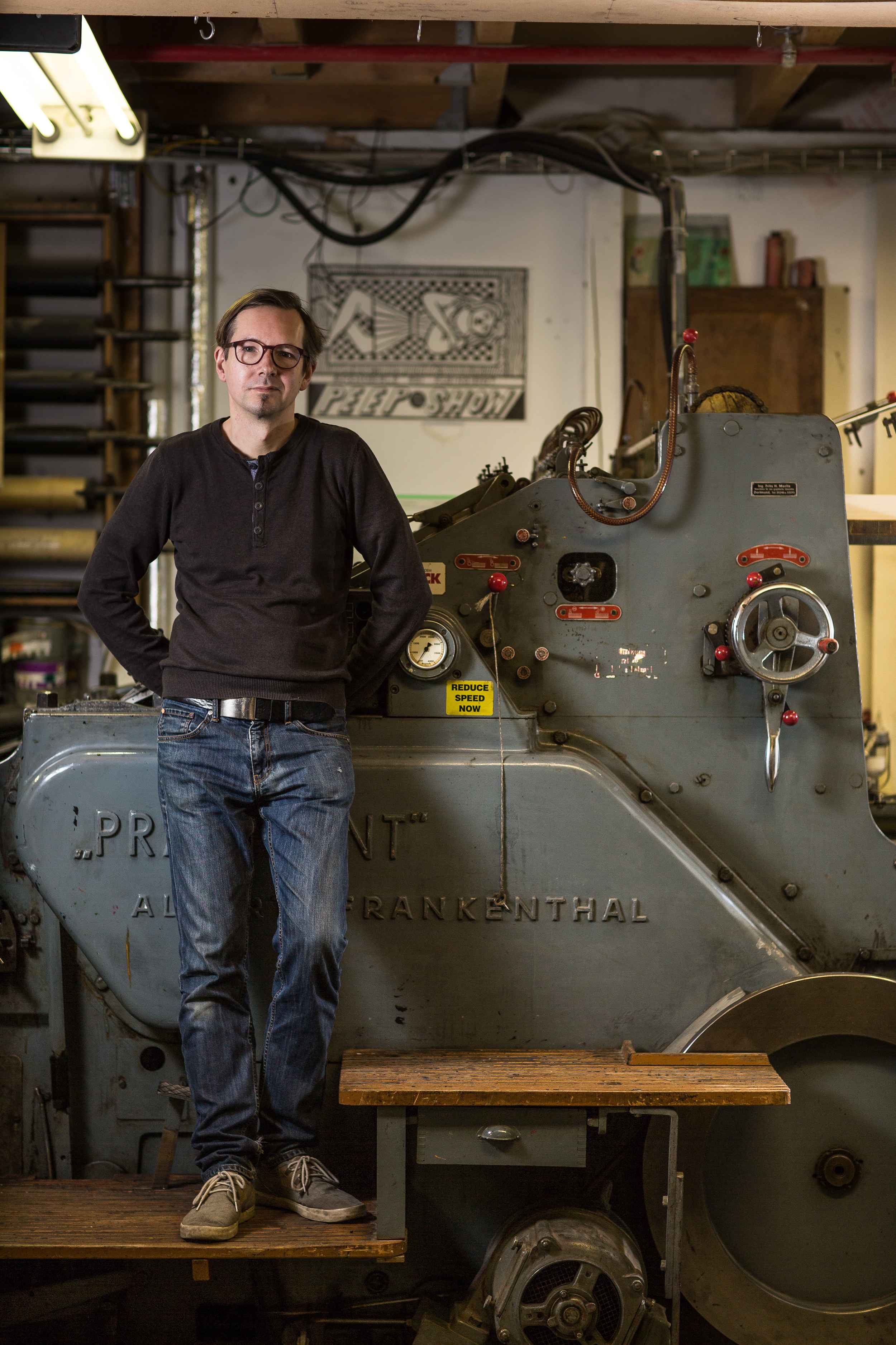 Thomas Siemon in seiner Buchdruckwerkstatt auf der Baumwollspinnerei in Leipzig Plagwitz