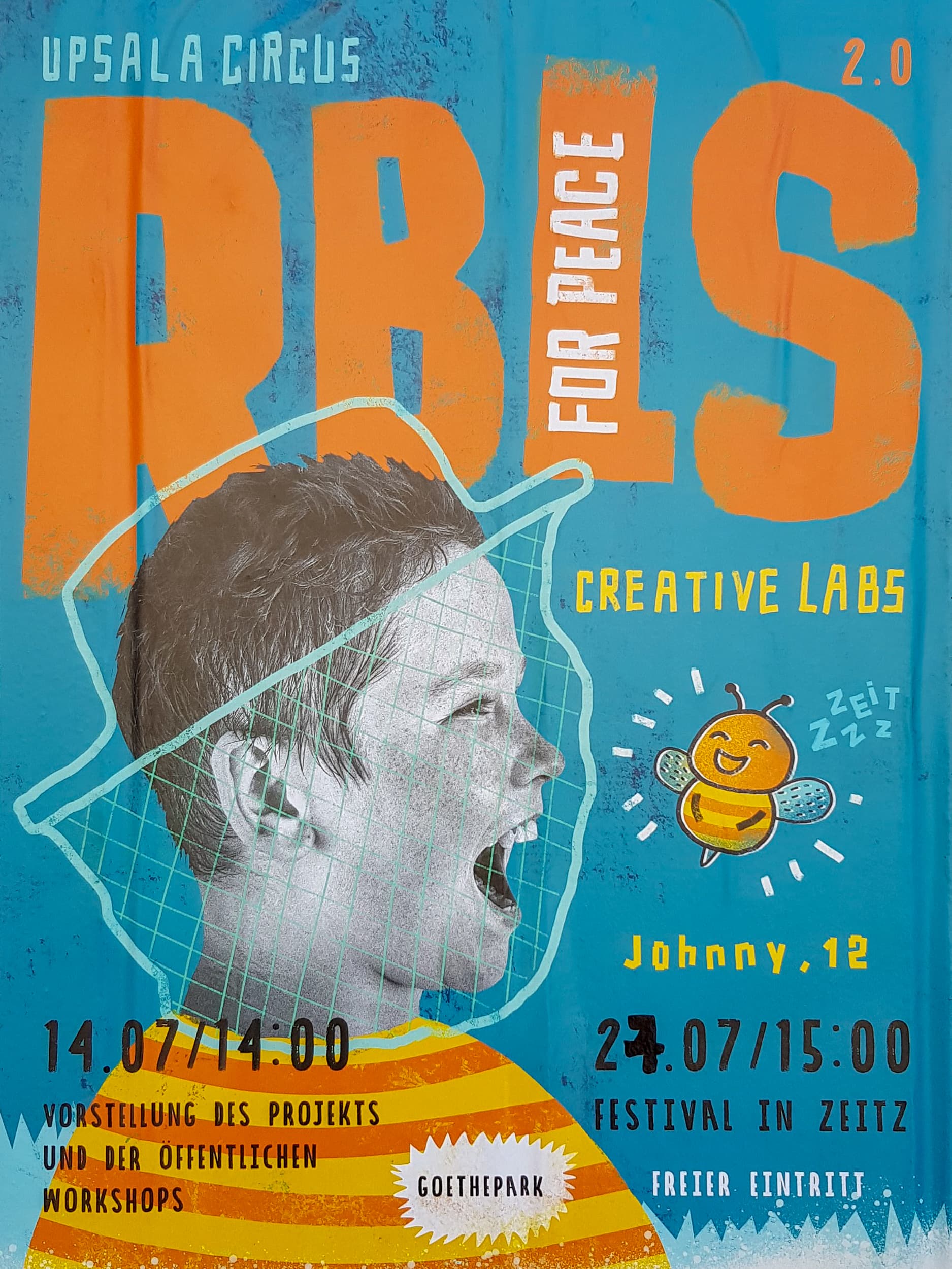 Plakat für das Zeitzer Rebells for Peace Projekt 2019. Gestaltet von Daria Zorkina, Berlin.