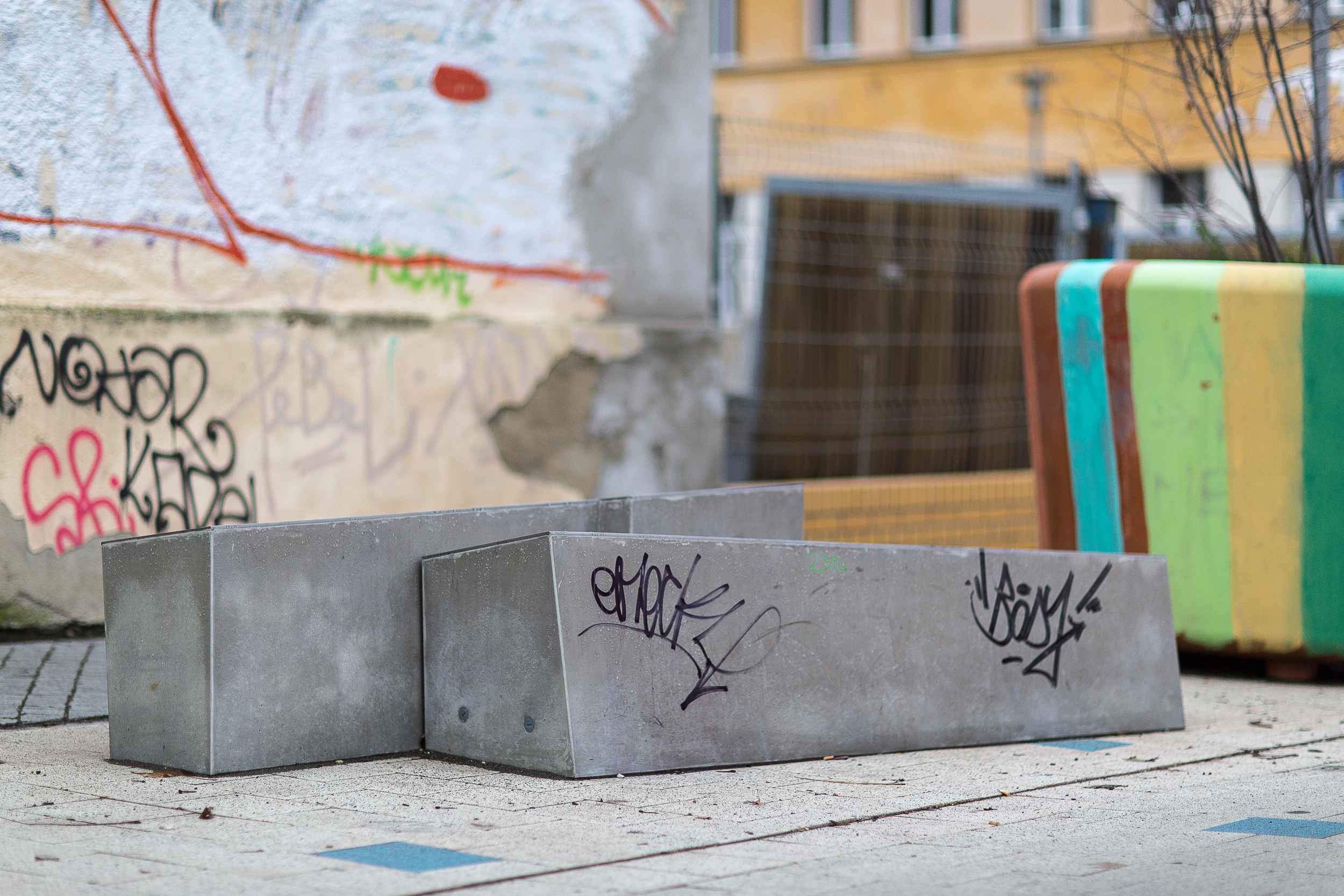 Blick in die verkehrsberuhigte Zone der Jospehstraße in Leipzig Lindenau.